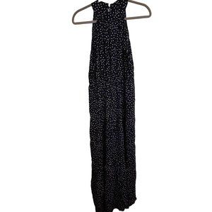 Polka‎ Dot Print Maxi dress Medium Navy Blue NEW